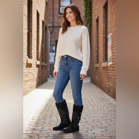 Coach Meyer Signature Logo Black Suede Buckle Detail Flat Winter Snow Boots 7.5 - Picture 14 of 16